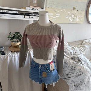 Chic Knit Crop Sweater with Stripes